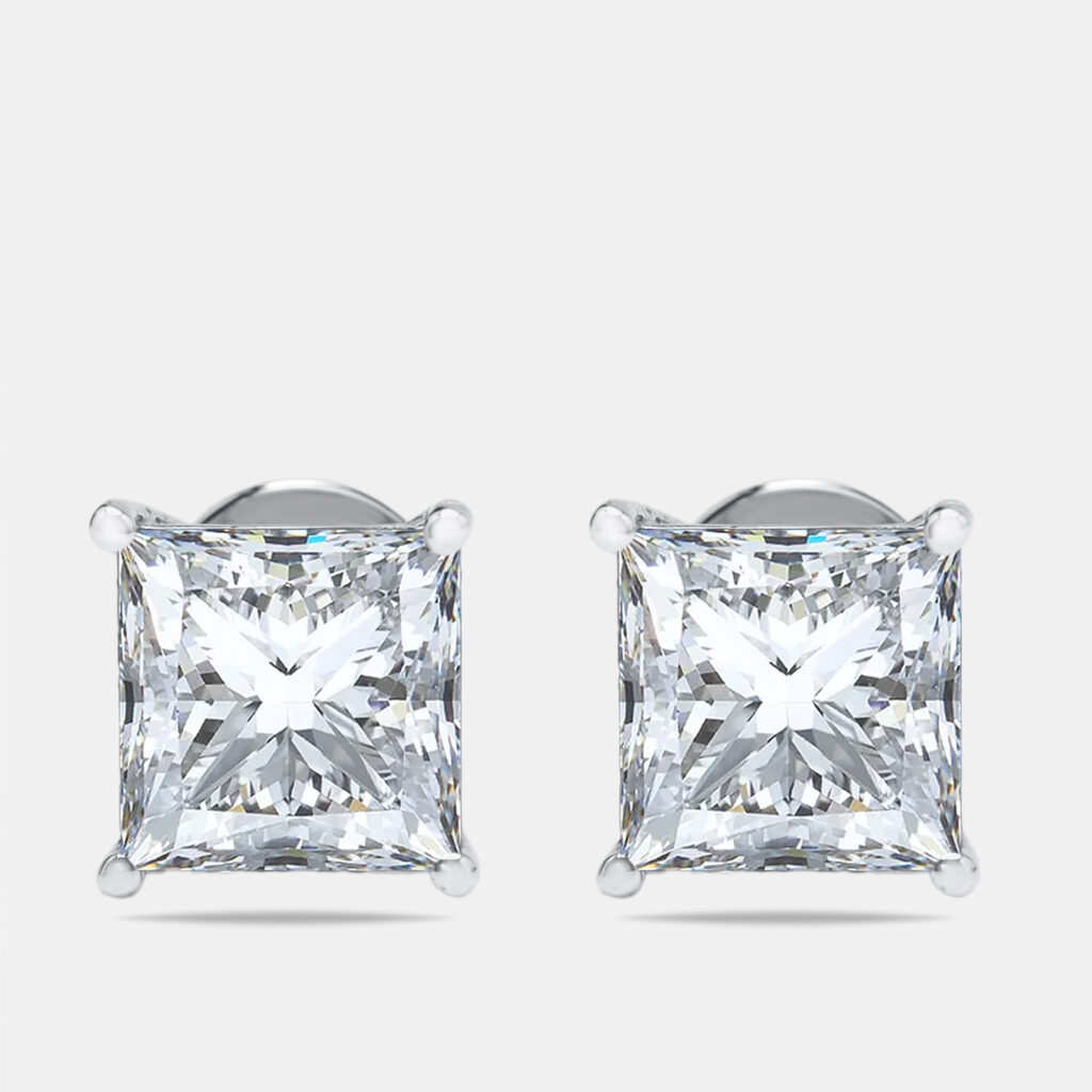 7.00 cts Princess Lab Grown Diamonds 18k White Gold Earrings 7.00 cts Princess Lab Grown Diamonds 18k White Gold Earrings