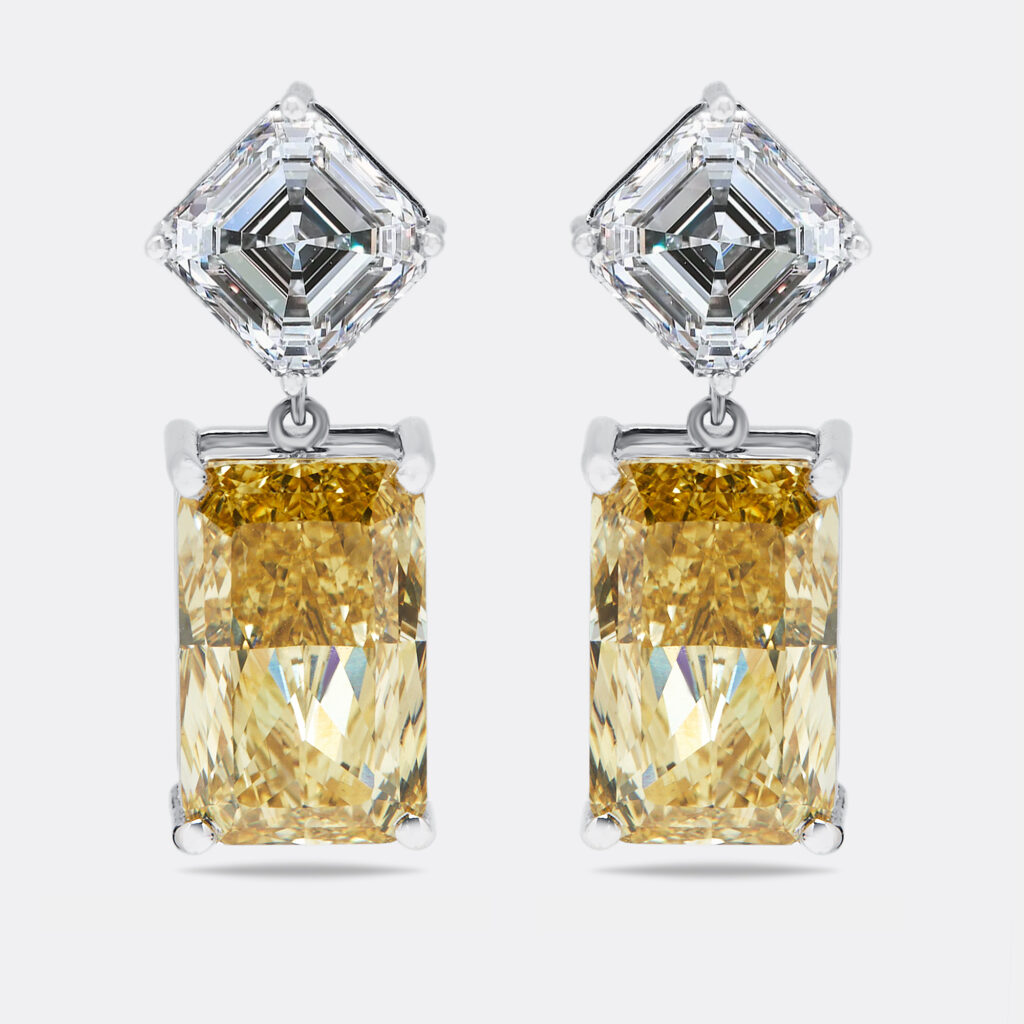 luxury-women-the-diamond-edit-new-fine-jewelry-p1229850-003.jpg 28.2 cts Fancy Yellow Radiant Asscher Lab Grown Diamonds 18k White Gold Earrings