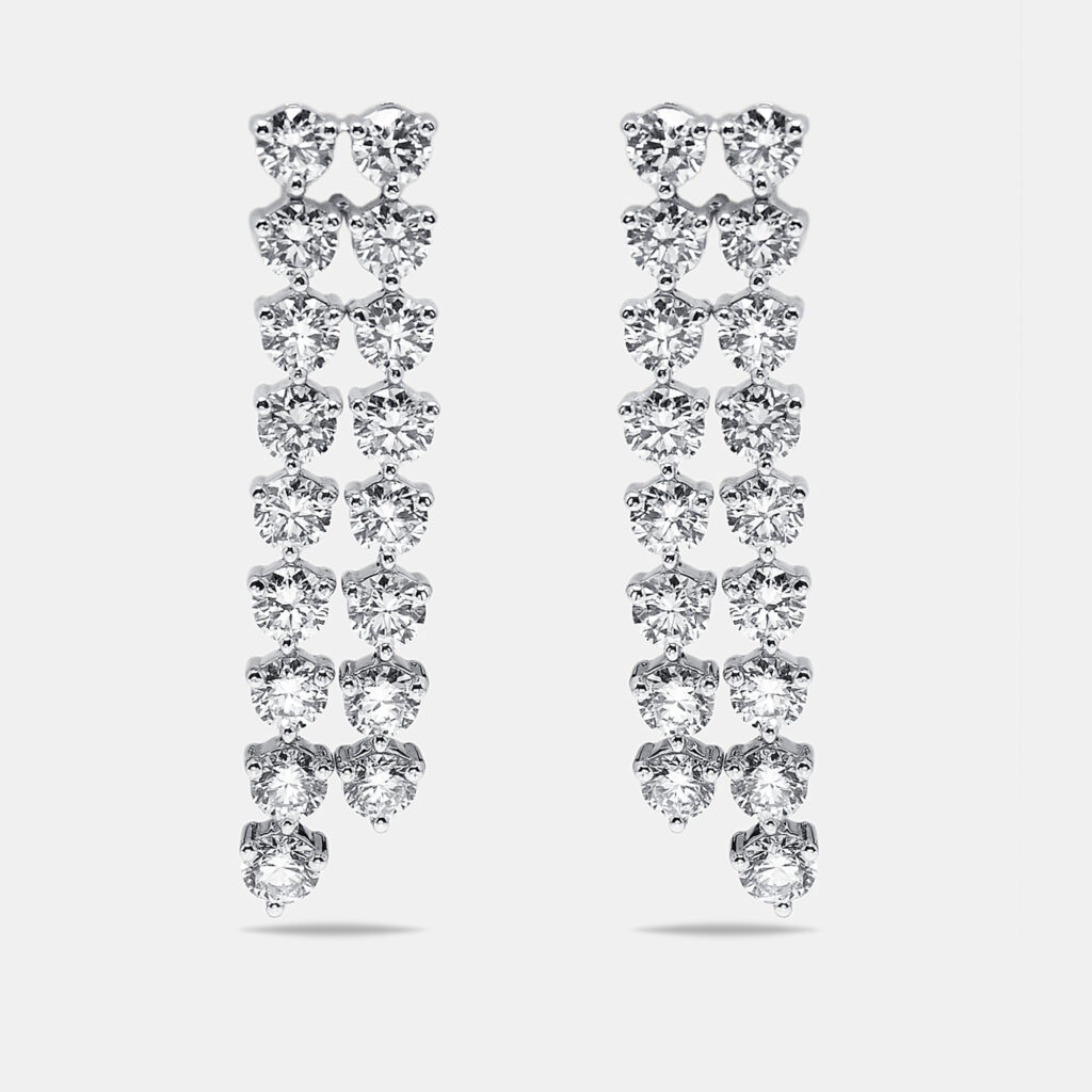 8.4 cts Round Lab Grown Diamonds 18k White Gold Earrings 8.4 cts Round Lab Grown Diamonds 18k White Gold Earrings