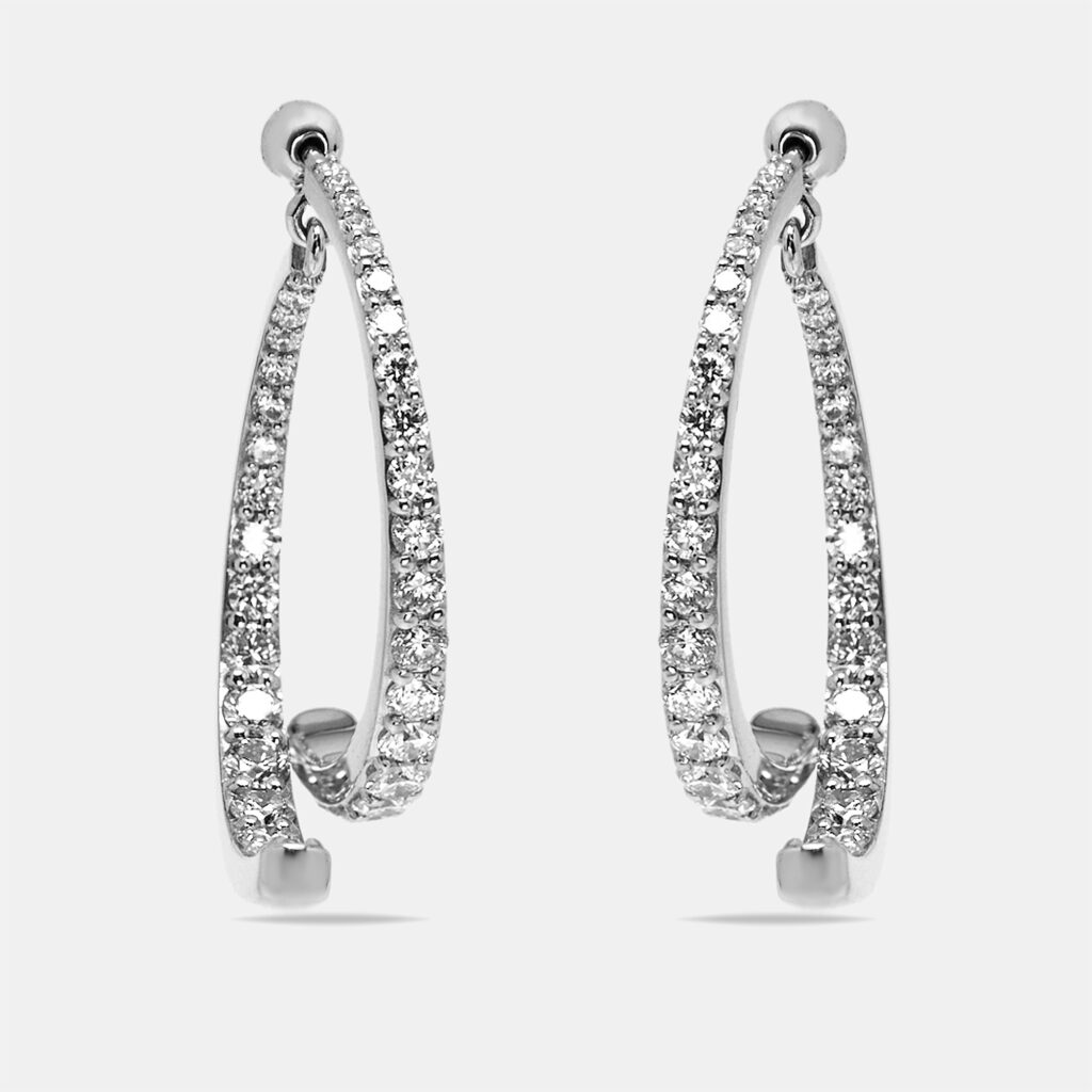 2.1 cts Round Lab Grown Diamonds 18k White Gold Earrings 2.1 cts Round Lab Grown Diamonds 18k White Gold Earrings