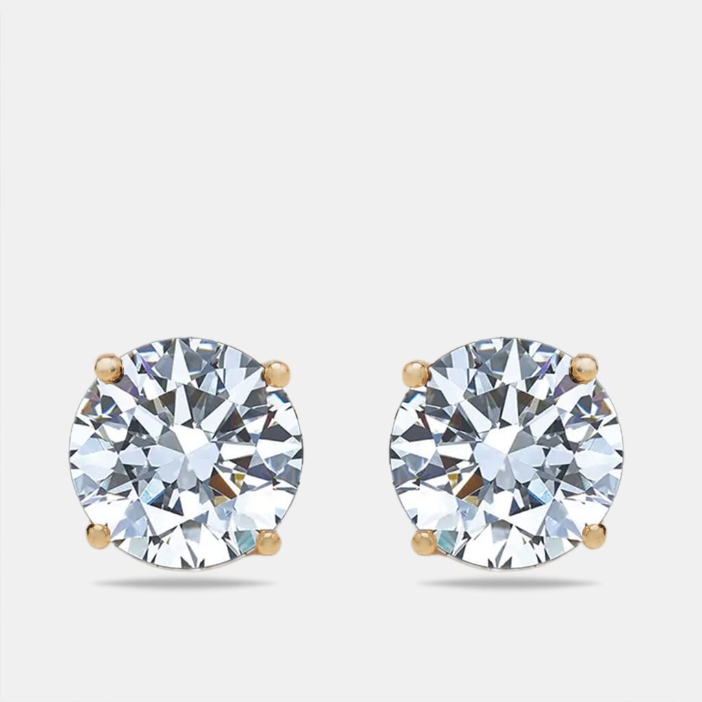 6 cts Round Lab Grown Diamonds 18k Yellow Gold Earrings 6 cts Round Lab Grown Diamonds 18k Yellow Gold Earrings