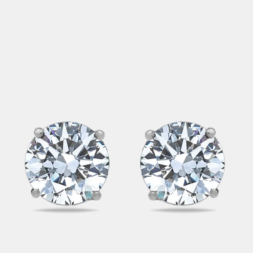 6 cts Round Lab Grown Diamonds 18k White Gold Earrings 6 cts Round Lab Grown Diamonds 18k White Gold Earrings