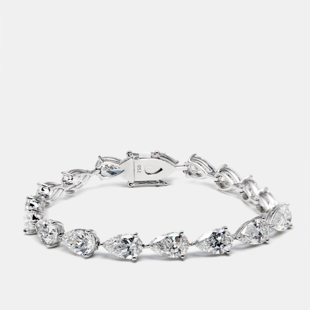 18 cts Pear Lab Grown Diamonds 18k White Gold Bracelet