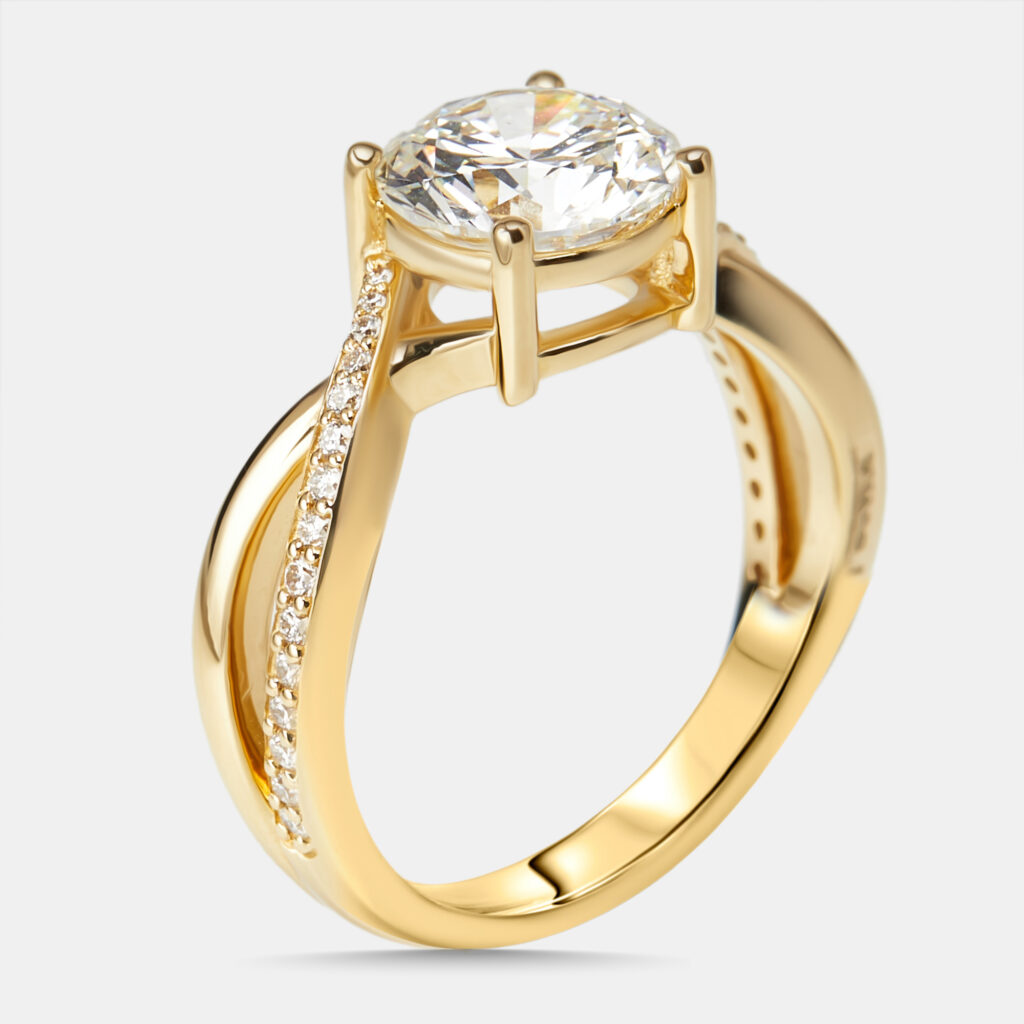 2.2 cts Round Lab Grown Diamonds 18k Yellow Gold Ring Size 51 2.2 cts Round Lab Grown Diamonds 18k Yellow Gold Ring Size 51