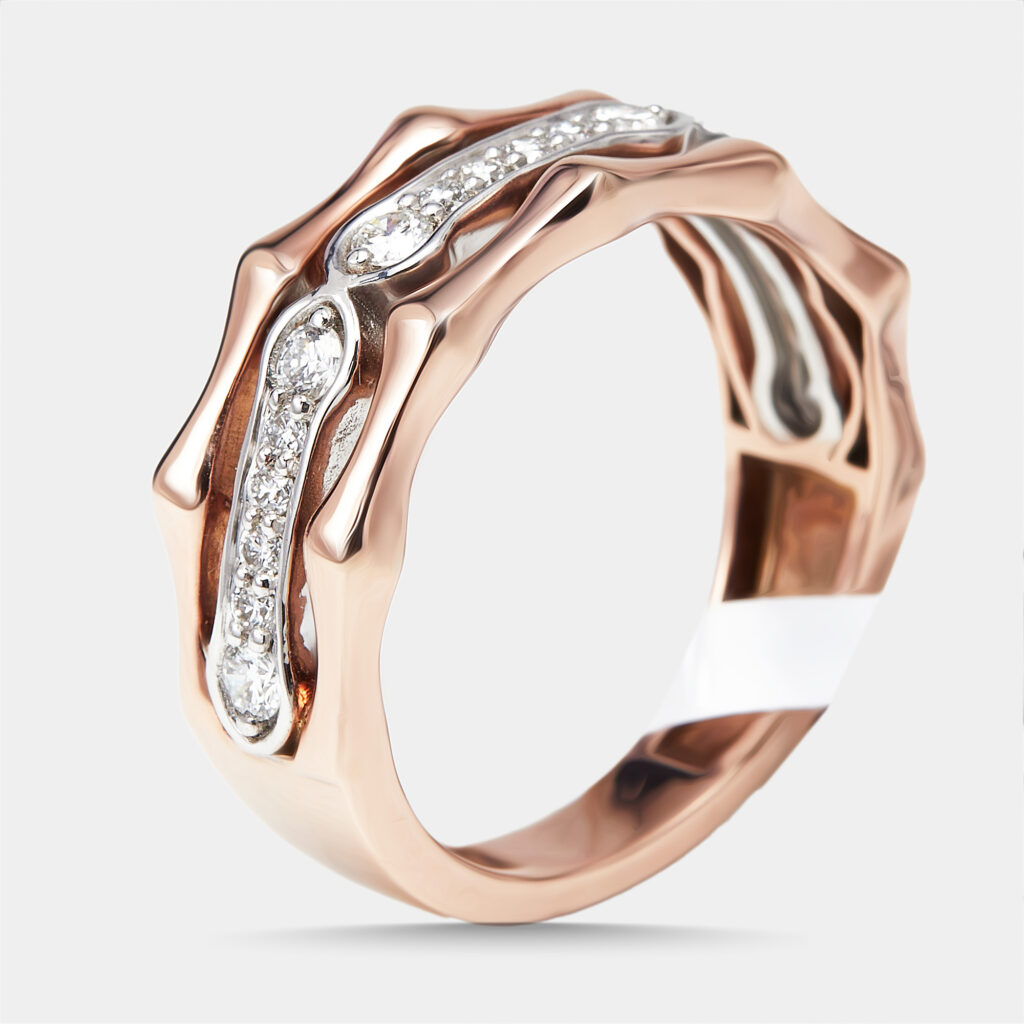 0.33 cts Round Lab Grown Diamonds 18k Two Tone Gold Ring Size 52