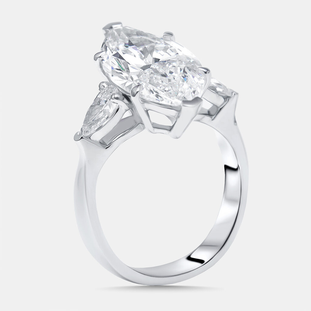 5.5 cts Marquise, Pear Lab Grown Diamonds 18k White Gold Ring Size 52