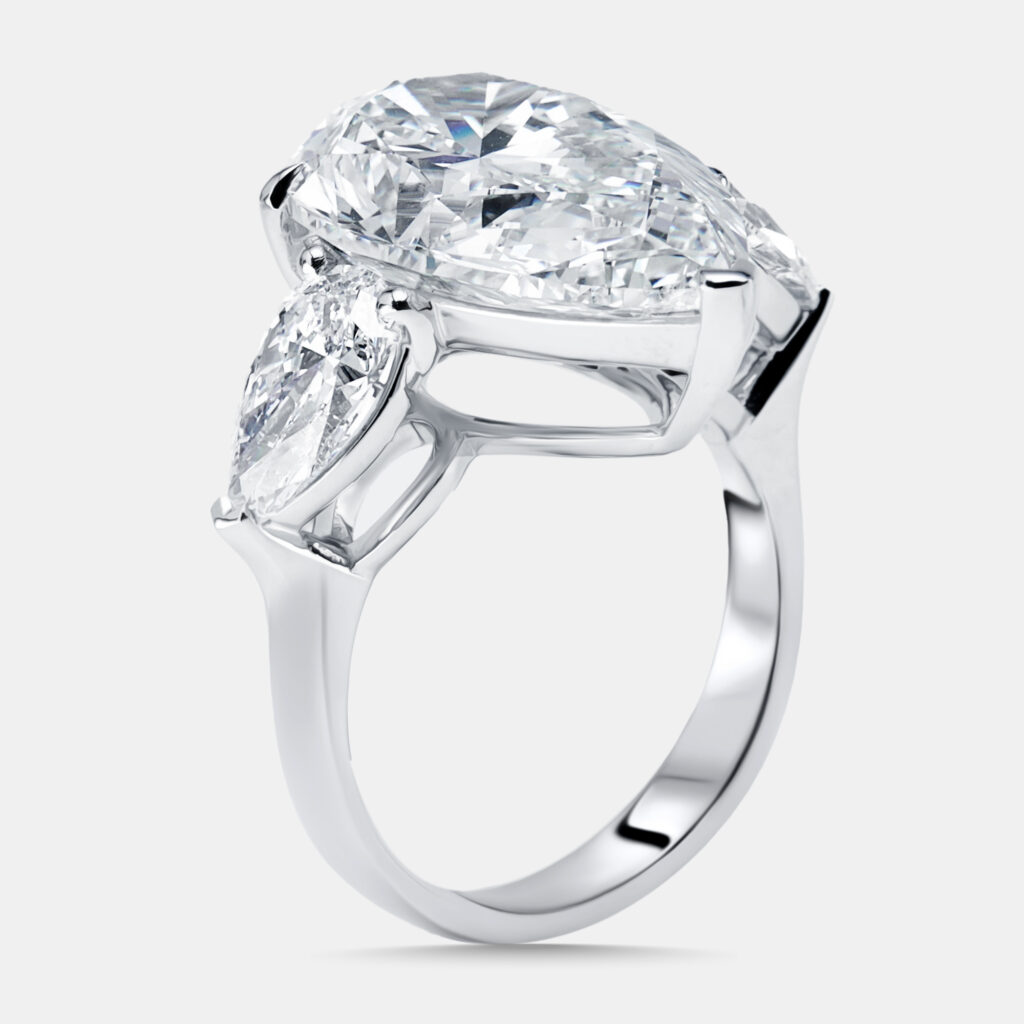 4.5 cts Pear Lab Grown Diamonds 18k White Gold Ring Size 52