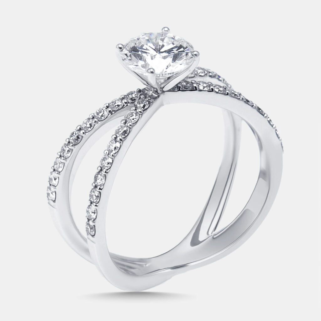 1.4 cts Round Lab Grown Diamonds 18k White Gold Ring Size 52 1.4 cts Round Lab Grown Diamonds 18k White Gold Ring Size 52