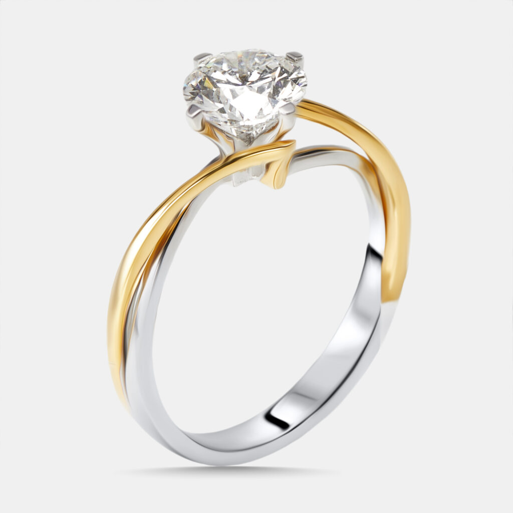 1.00 cts Round Lab Grown Diamonds 18k Two Tone Gold Ring Size 52 1.00 cts Round Lab Grown Diamonds 18k Two Tone Gold Ring Size 52