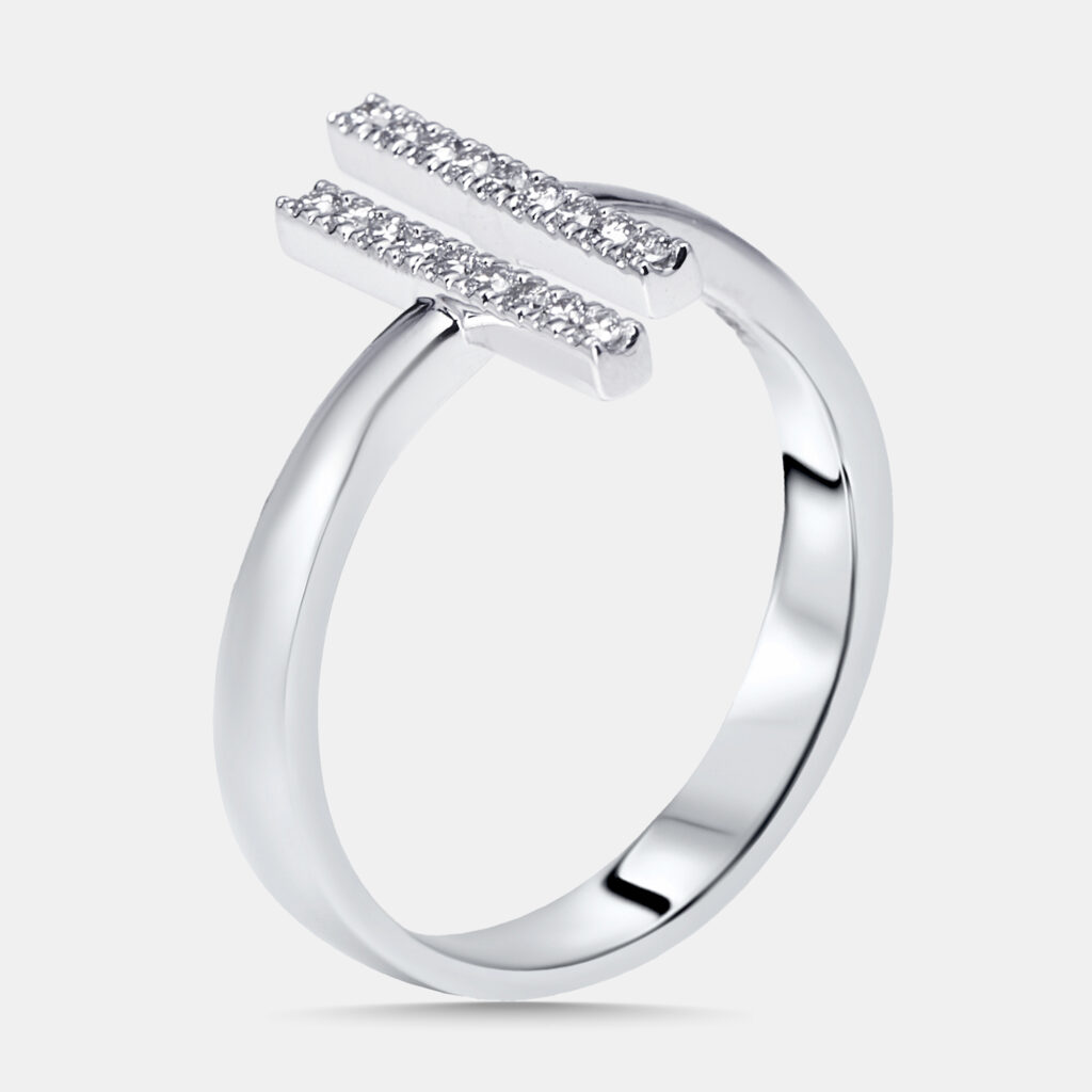 0.18 cts Round Lab Grown Diamonds 18k White Gold Ring Size 52 0.18 cts Round Lab Grown Diamonds 18k White Gold Ring Size 52