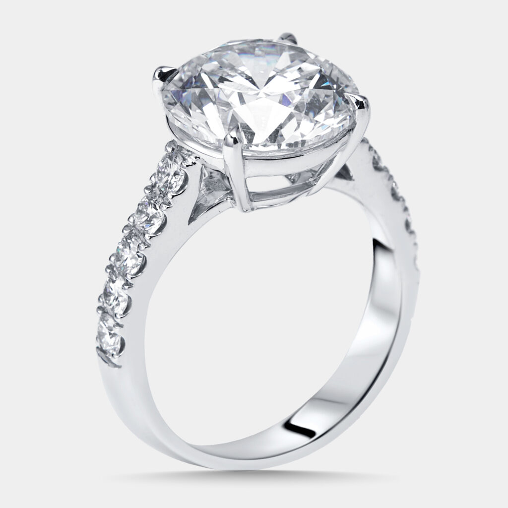 5.5 cts Round Lab Grown Diamonds 18k White Gold Ring Size 53