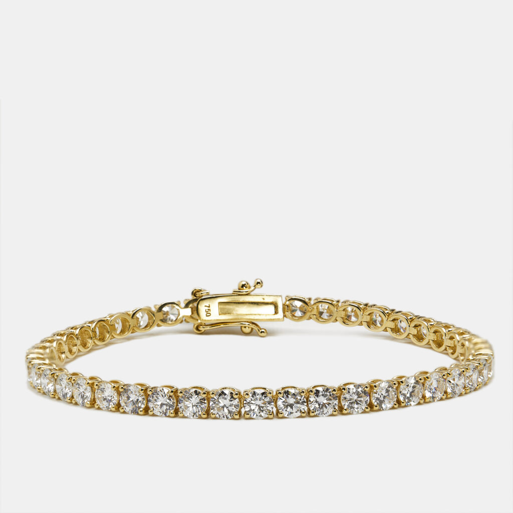 7.30 cts Round Brilliant Lab Grown Diamonds 18k Yellow Gold Tennis Bracelet