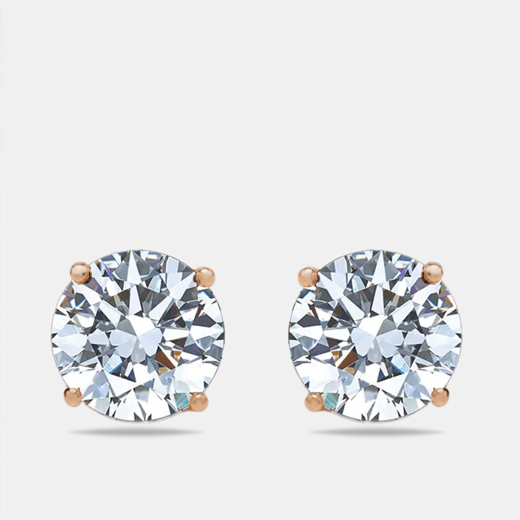 6 cts Round Lab Grown Diamonds 18k Rose Gold Earrings 6 cts Round Lab Grown Diamonds 18k Rose Gold Earrings