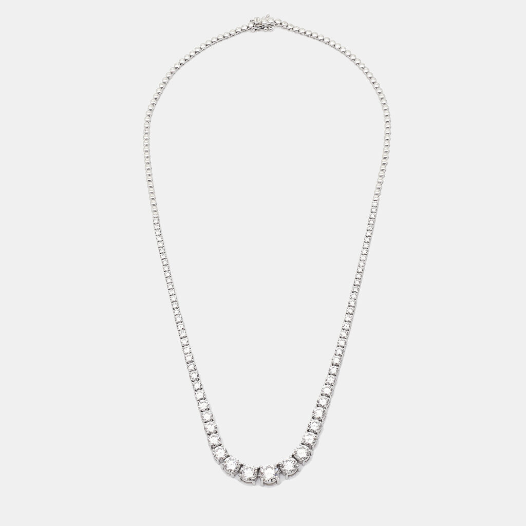 11.00 cts Round Brilliant Cut 18k White Gold Lab Grown Diamonds Graduating Necklace 11.00 cts Round Brilliant Cut 18k White Gold Lab Grown Diamonds Graduating Necklace