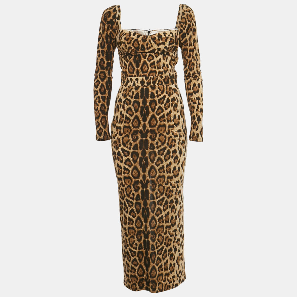 luxury-women-the-new-arrivals-by-ilkyaz-ozel-used-clothes-p1246697-001-1.jpg The New Arrivals Ilkyaz Ozel Brown Leopard Print Jersey Midi Dress S