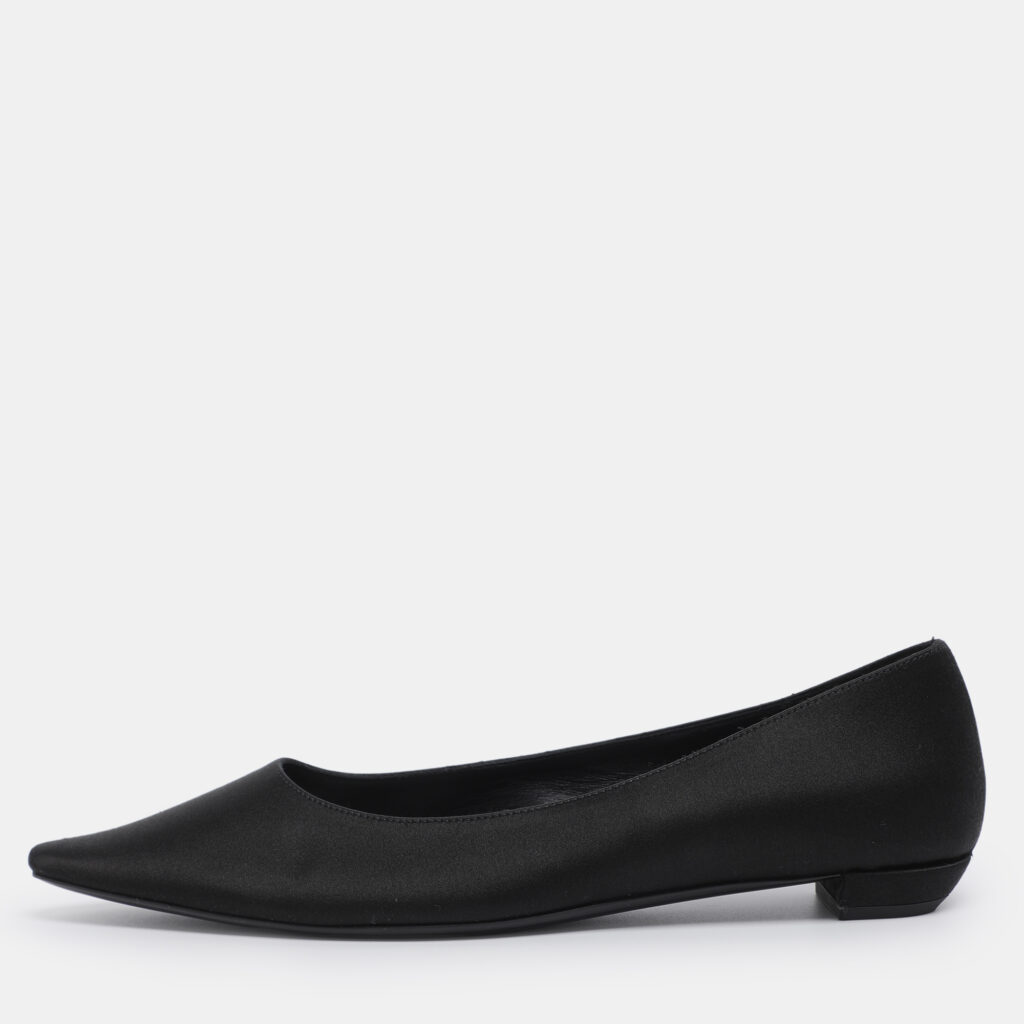 The Row Black Satin Pointed Toe Pumps Size 35