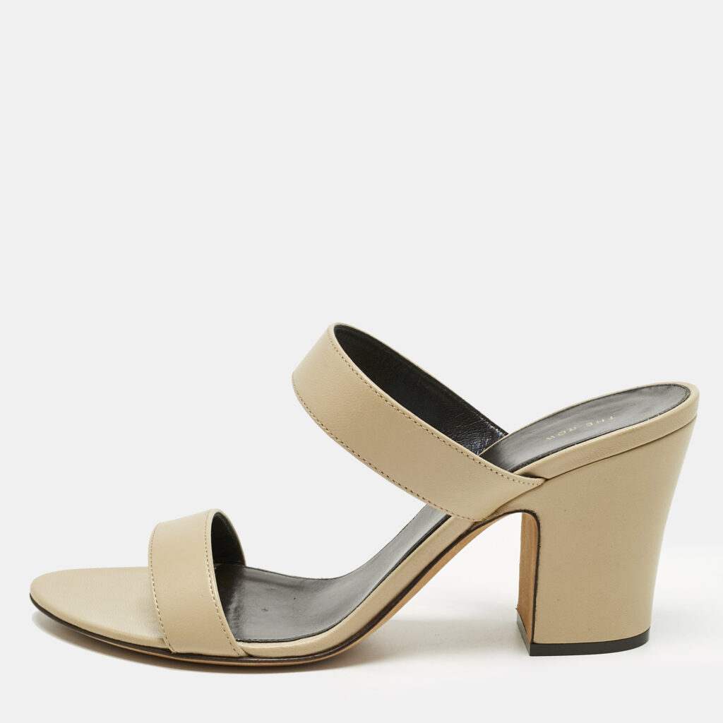 The Row Beige Leather Awar Slide Sandals Size 36 The Row Beige Leather Awar Slide Sandals Size 36