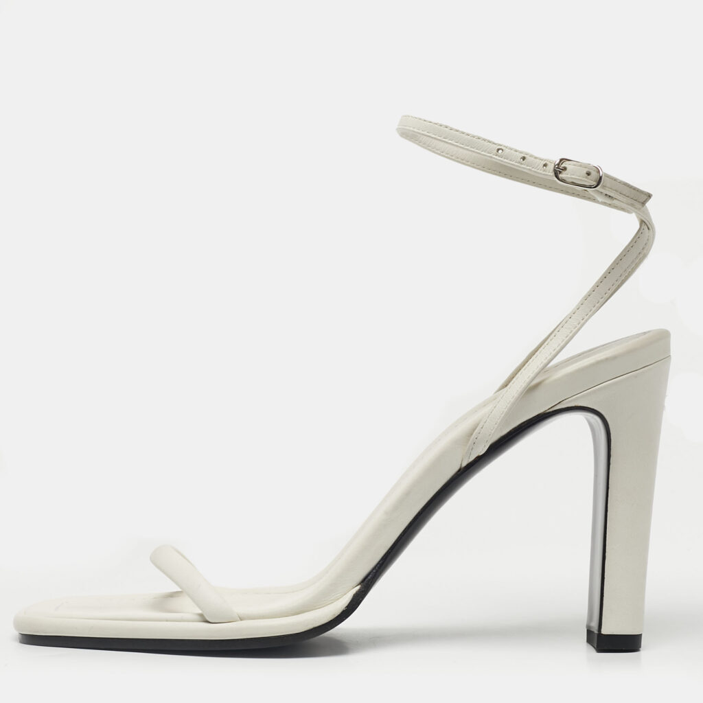 The Row White Leather Kate Ankle Strap Sandals Size 39