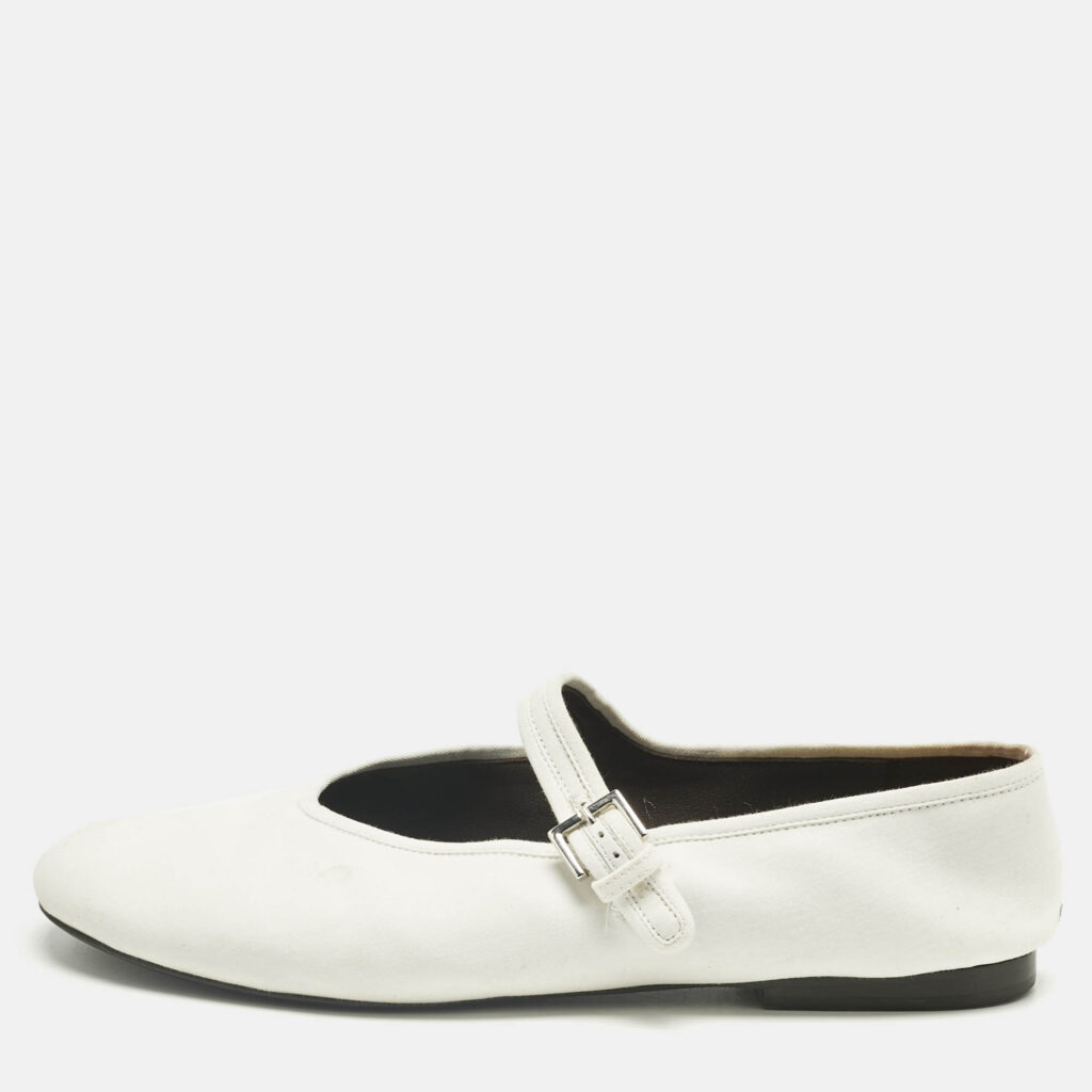 The Row White Fabric Mary Jane Ballet Flats Size 40 The Row White Fabric Mary Jane Ballet Flats Size 40