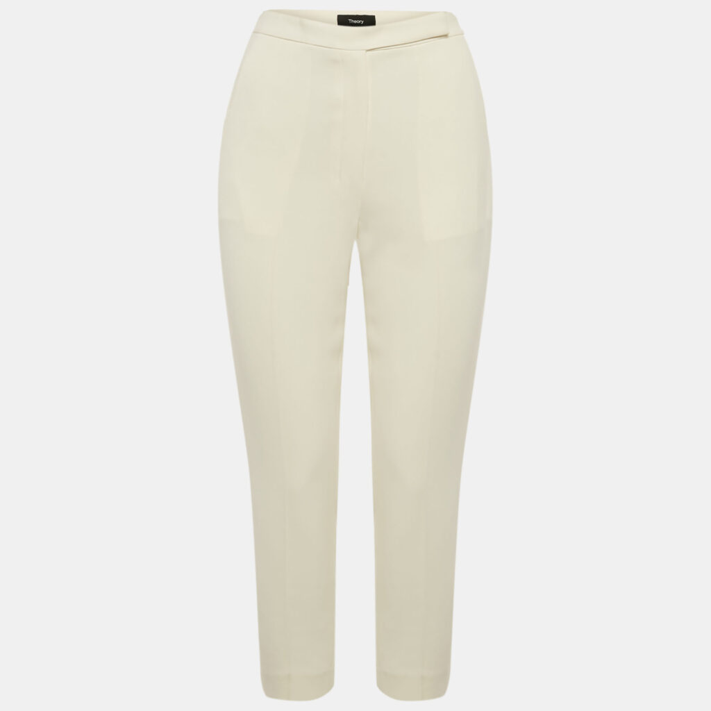 Theory Rice White Admiral Crepe High Waist Slim Fit Cropped Trousers S Theory Rice White Admiral Crepe High Waist Slim Fit Cropped Trousers S
