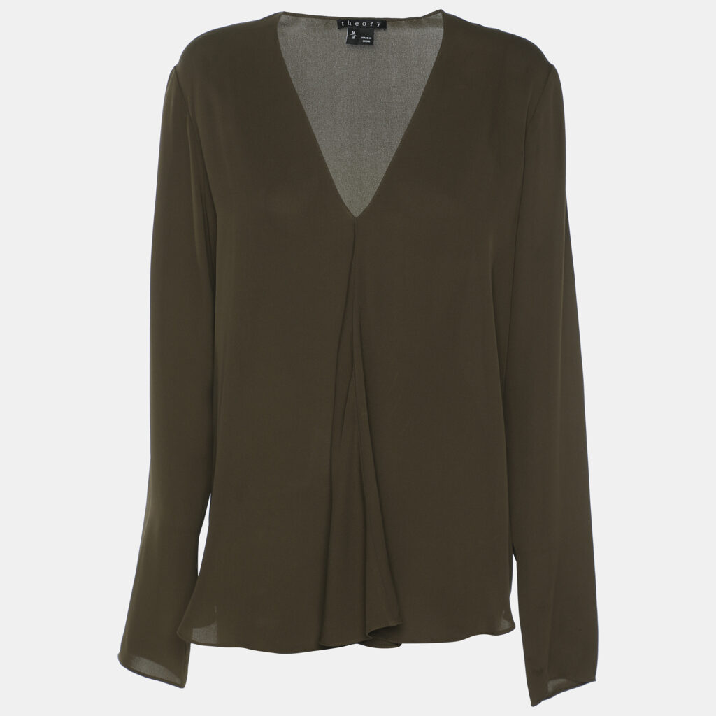 luxury-women-theory-used-clothes-p1169458-010-1.jpg Theory Olive Green Silk Top M