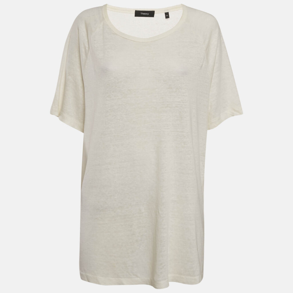 Theory Off-White Linen Jersey Top XXL Theory Off-White Linen Jersey Top XXL