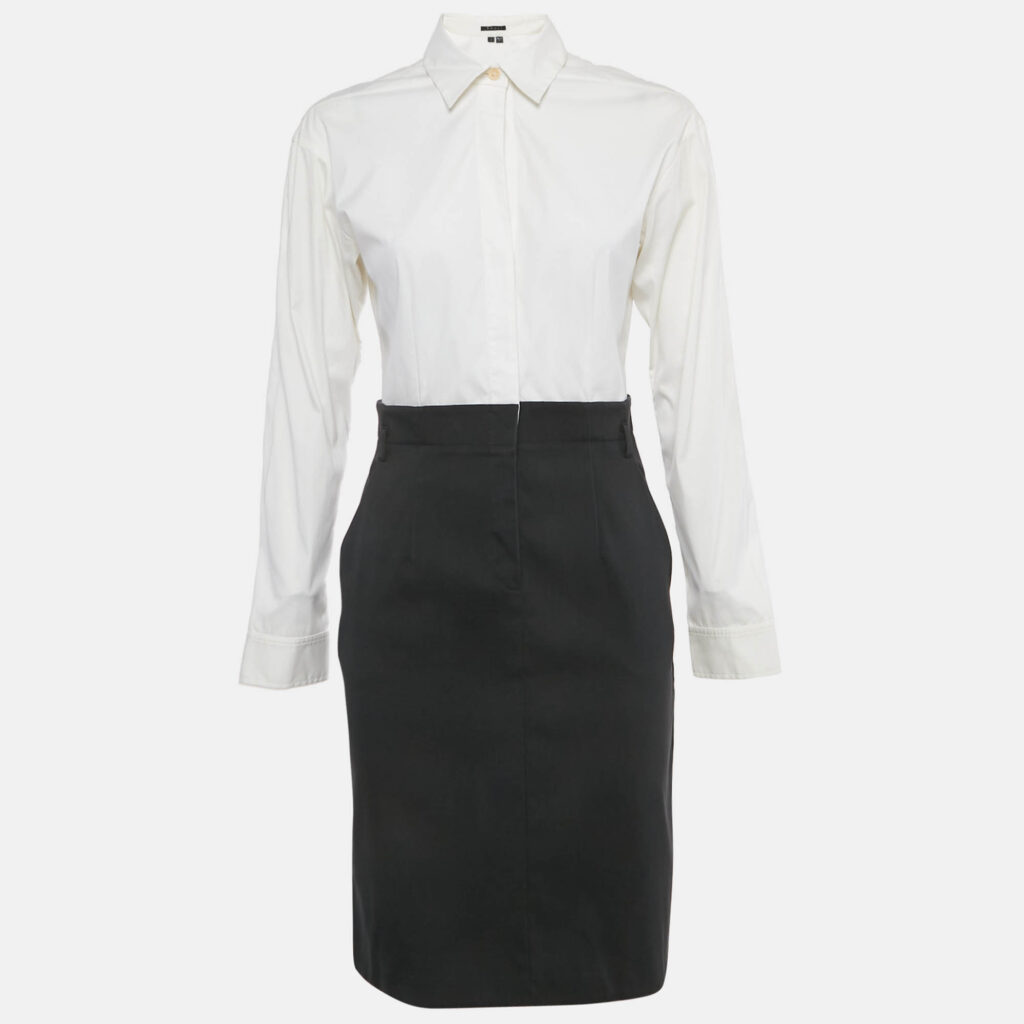 Theory Black/White Poplin Shirt Dress S Theory Black/White Poplin Shirt Dress S