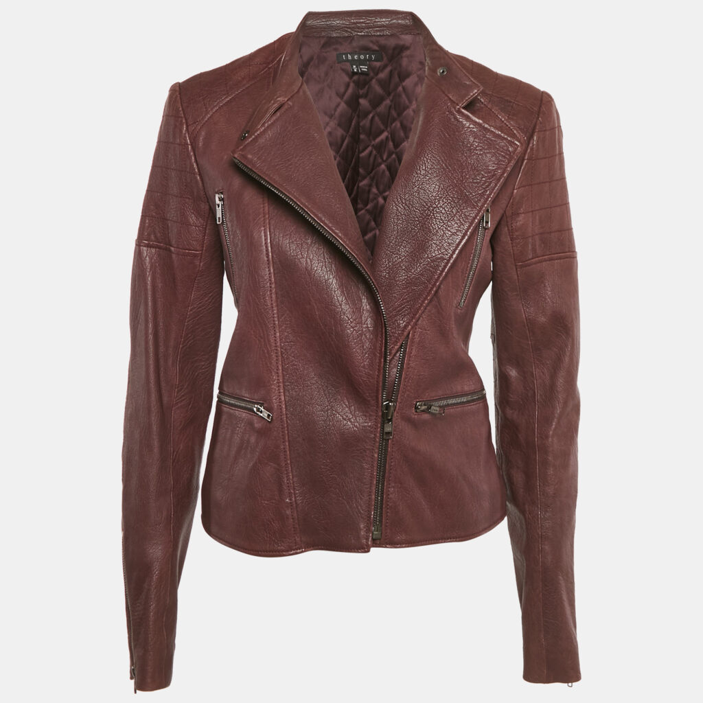 Theory Burgundy Leather Rider Jacket M Theory Burgundy Leather Rider Jacket M