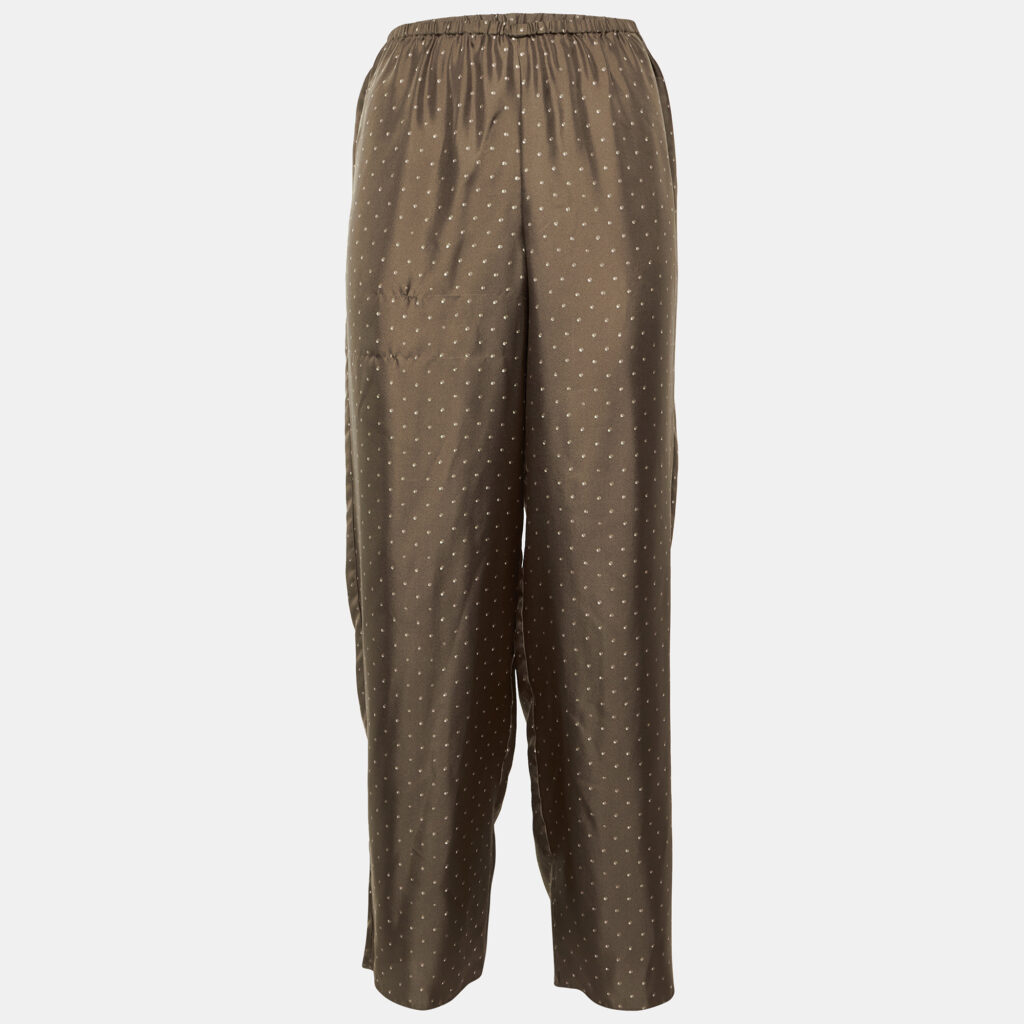Theory Brown Overlay Dot Silk Wide Leg Pants S Theory Brown Overlay Dot Silk Wide Leg Pants S
