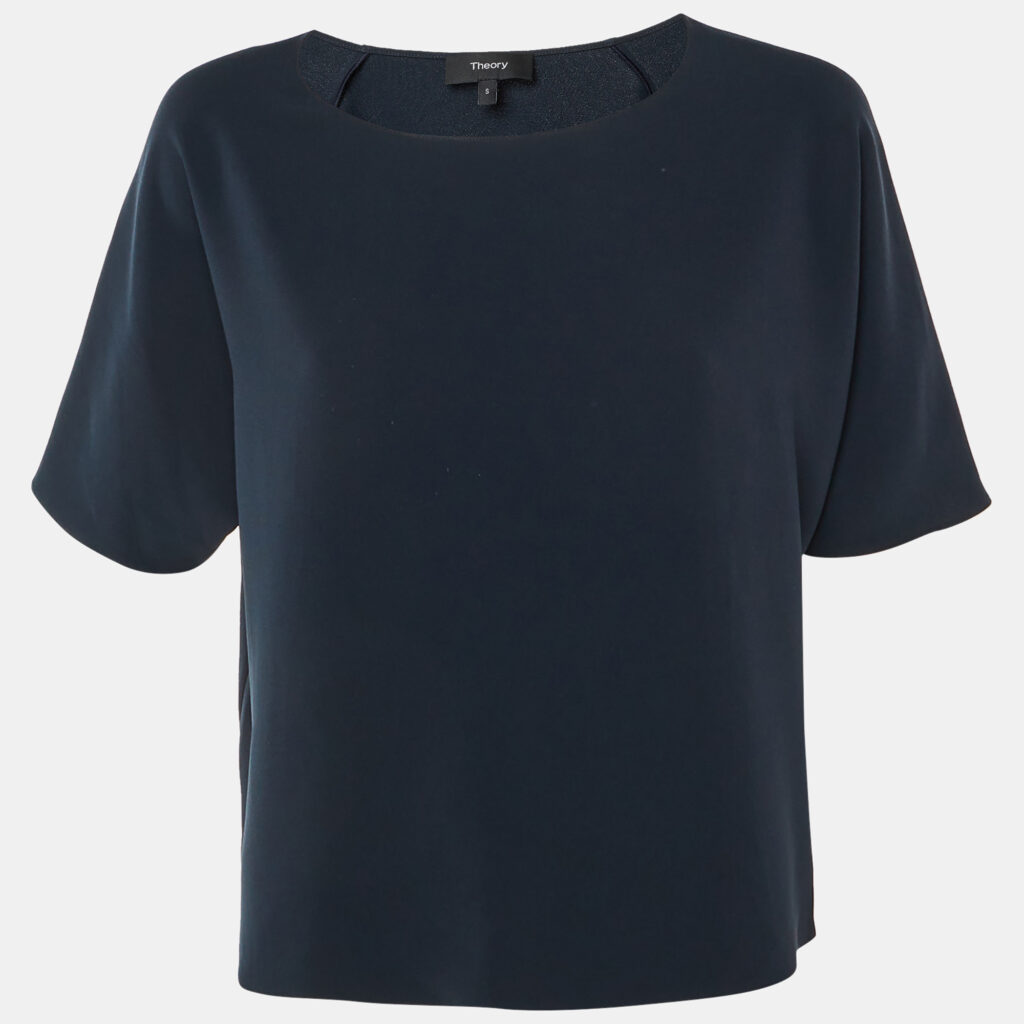 Theory Midnight Blue Crepe Raglan Sleeve Top S Theory Midnight Blue Crepe Raglan Sleeve Top S