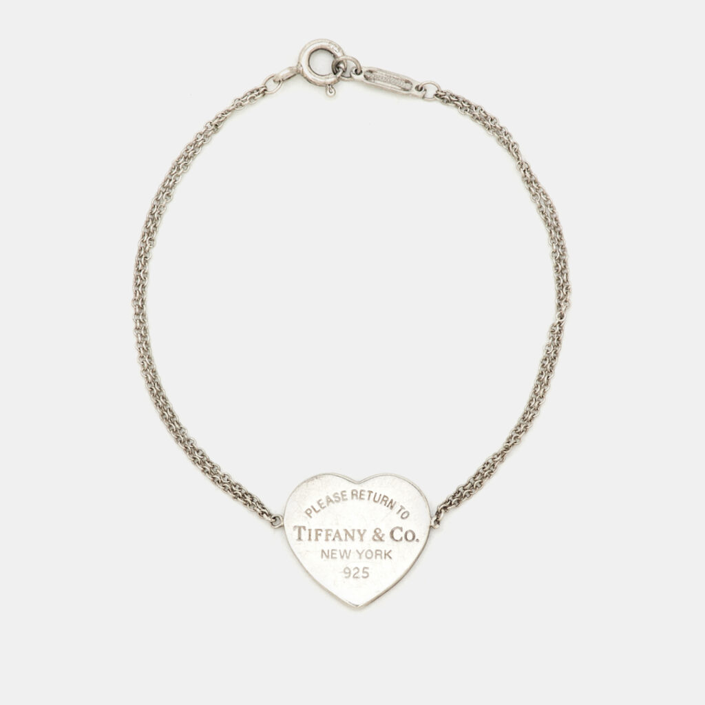 Tiffany & Co. Return To Tiffany Heart Tag Silver 925 Double Chain Bracelet Tiffany & Co. Return To Tiffany Heart Tag Silver 925 Double Chain Bracelet