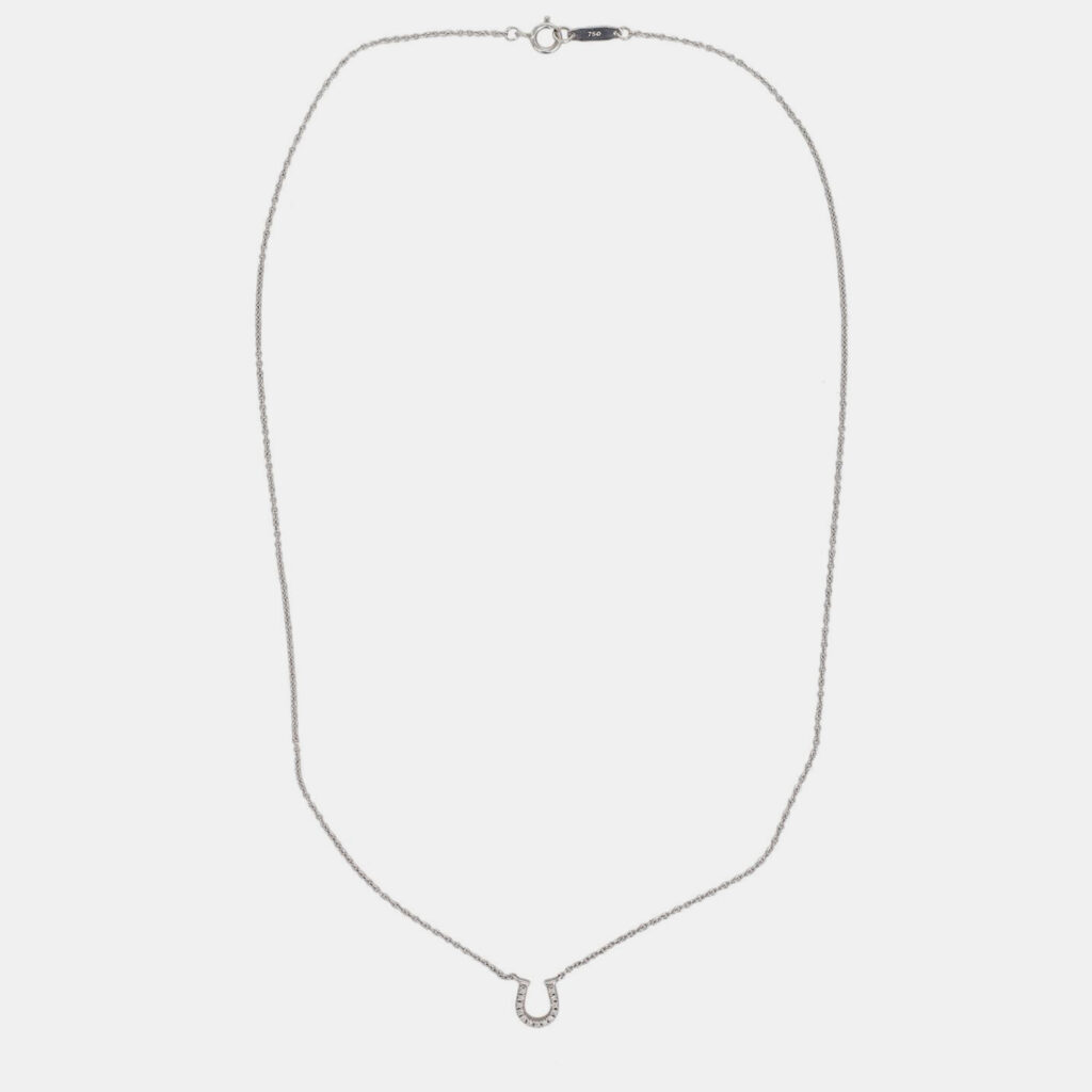 Tiffany & Co. 18k White Gold Diamonds Horse Shoe Necklace Tiffany & Co. 18k White Gold Diamonds Horse Shoe Necklace