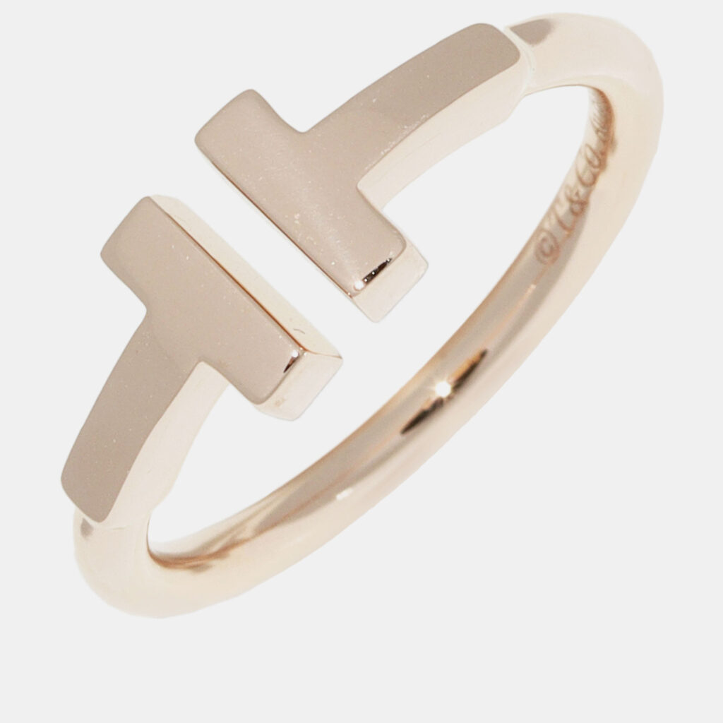 Tiffany & Co. 18K Rose Gold T Wire Band Ring EU 47 Tiffany & Co. 18K Rose Gold T Wire Band Ring EU 47