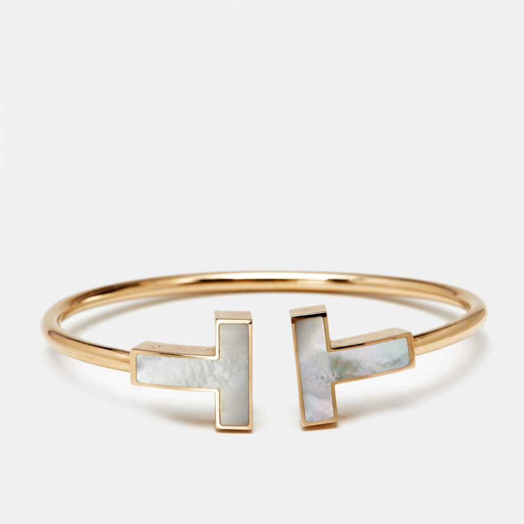 - Tiffany & Co. Tiffany T Mother of Pearl 18k Rose Gold Wide Bracelet - Tiffany & Co. Tiffany T Mother of Pearl 18k Rose Gold Wide Bracelet