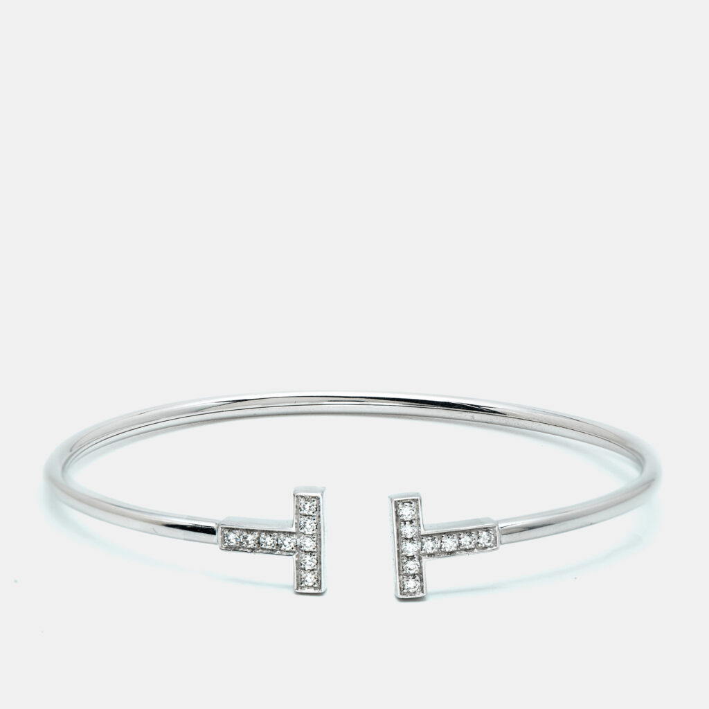 Tiffany & Co. Tiffany T Wire Diamonds 18k White Gold Bracelet Tiffany & Co. Tiffany T Wire Diamonds 18k White Gold Bracelet