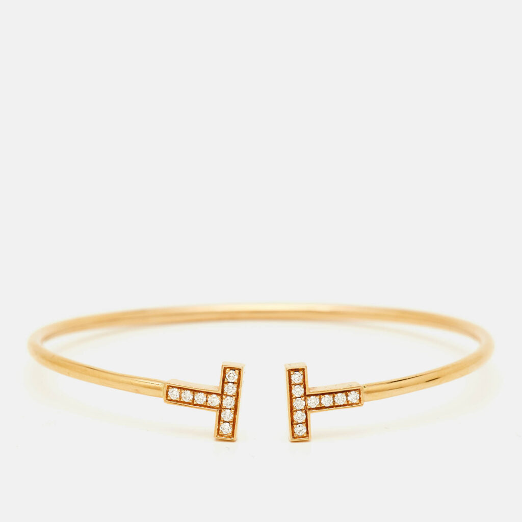 Tiffany & Co. T Wire Diamond 18k Rose Gold Bracelet