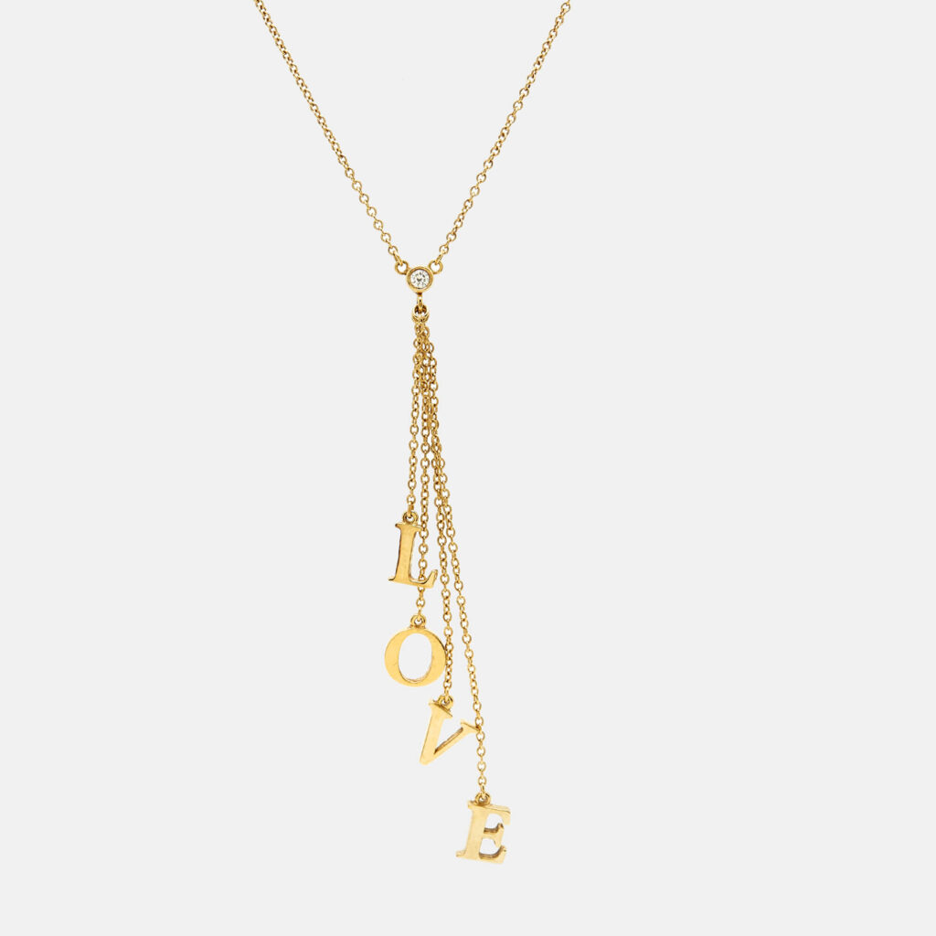 Tiffany & Co. L.O.V.E. Letters Diamond 18k Yellow Gold Necklace Tiffany & Co. L.O.V.E. Letters Diamond 18k Yellow Gold Necklace
