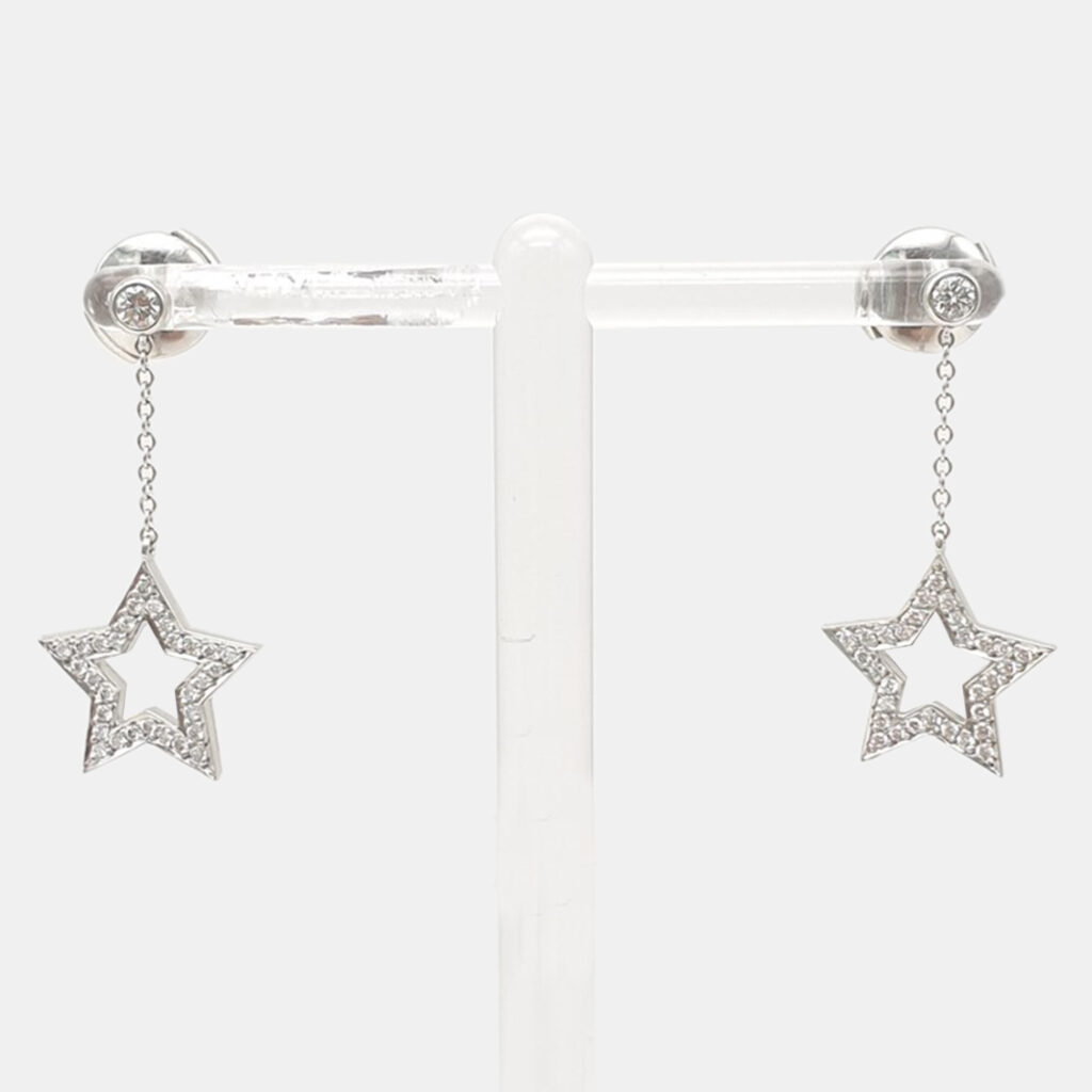 Tiffany & Co. Platinum Diamond Star Drop Earrings Tiffany & Co. Platinum Diamond Star Drop Earrings