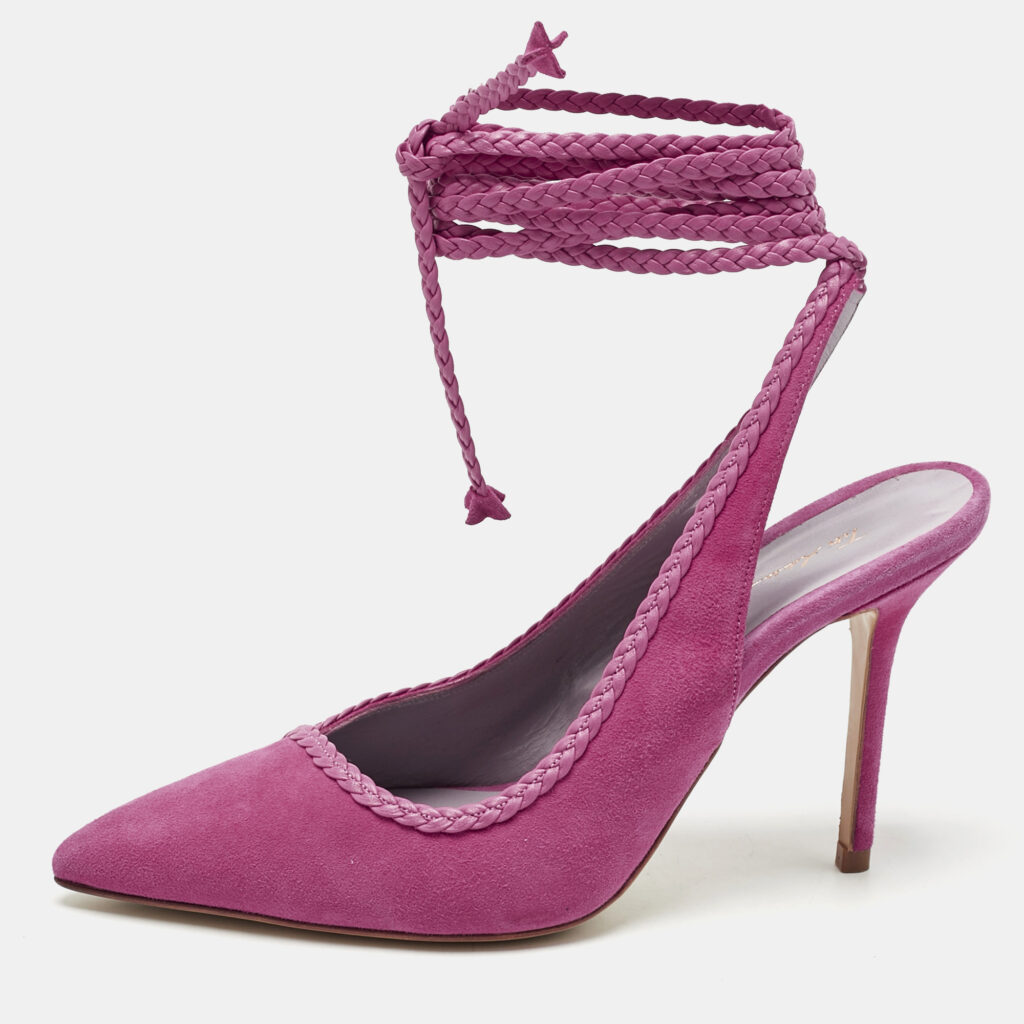 Titi Adesa Pink Suede Didi Ankle Wrap Pumps Size 38