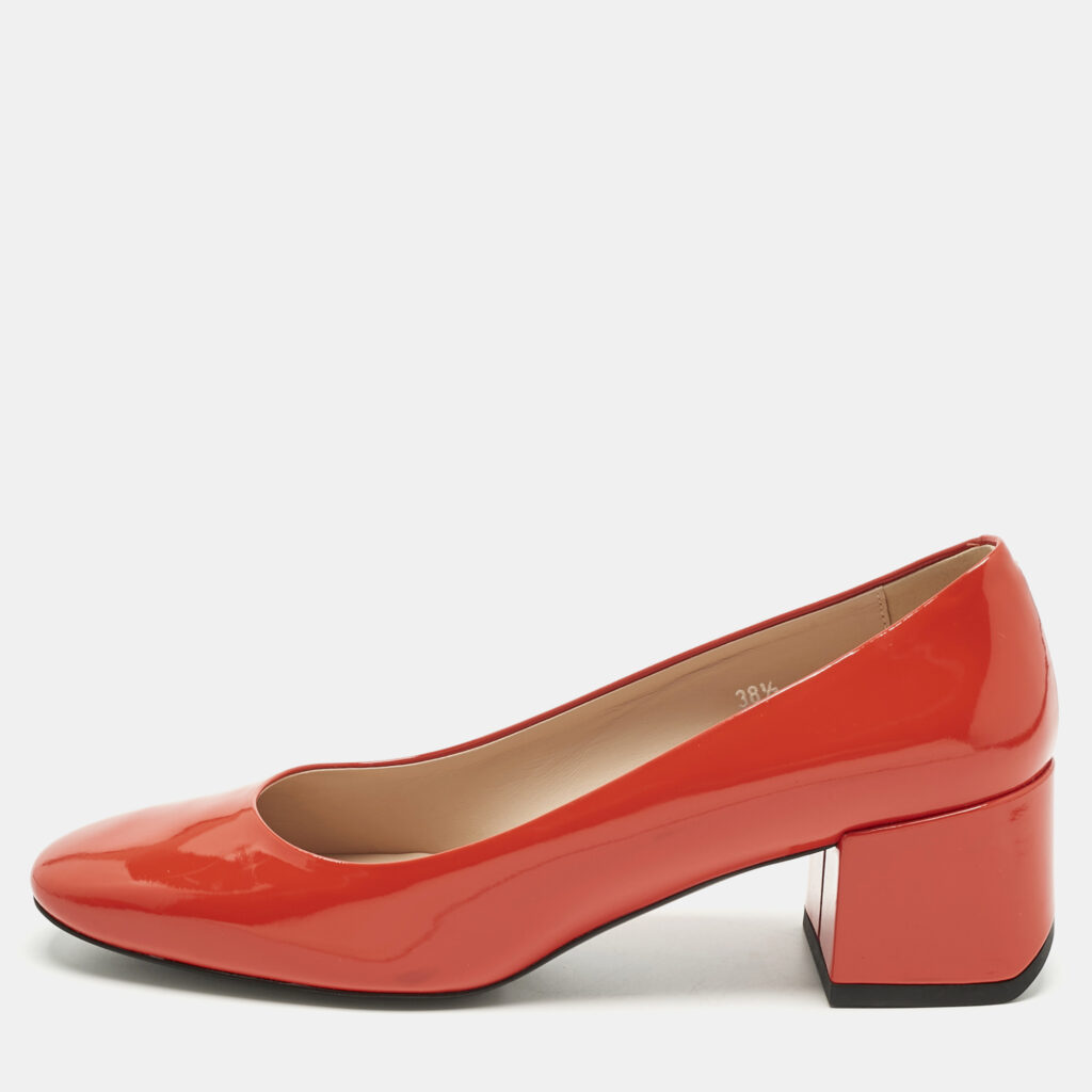 Tod's Red Patent Leather Block Heel Pumps Size 38.5 Tod's Red Patent Leather Block Heel Pumps Size 38.5