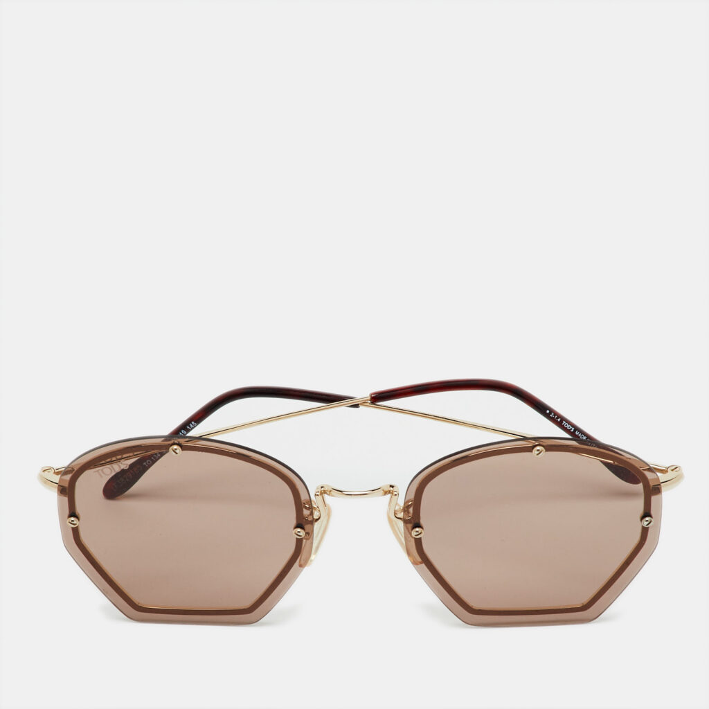 Tod's Gold Tone/Brown TO134 Rimless Sunglasses Tod's Gold Tone/Brown TO134 Rimless Sunglasses