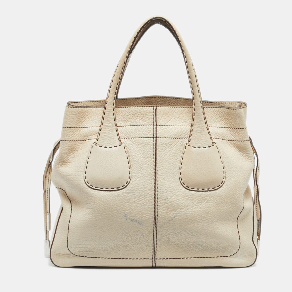 Tod's Beige Leather Restyling D Bag Media Tote Tod's Beige Leather Restyling D Bag Media Tote