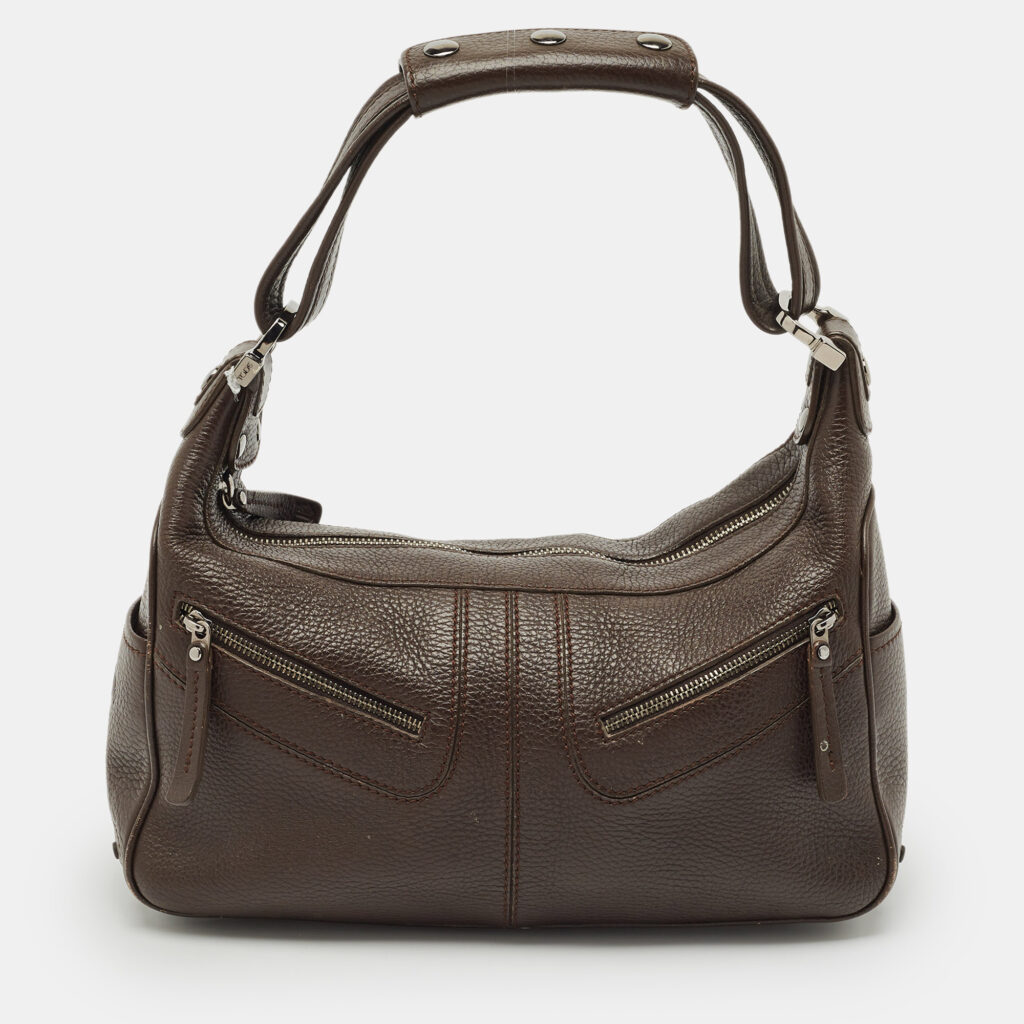Tod's Dark Brown Leather Micky Hobo Tod's Dark Brown Leather Micky Hobo