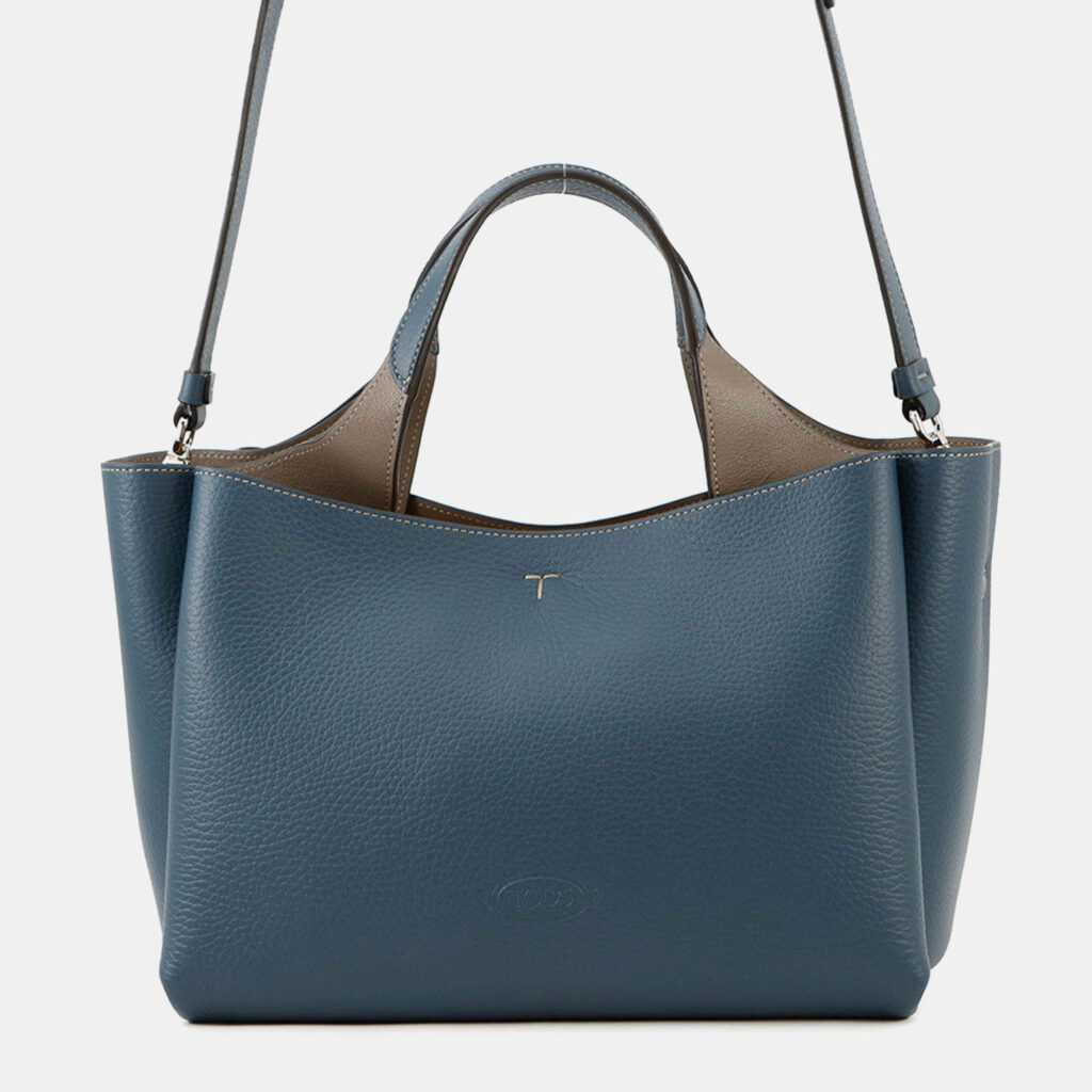 Tod Leather 2-Way Handbag Blue/Gray Leather Size Mini
