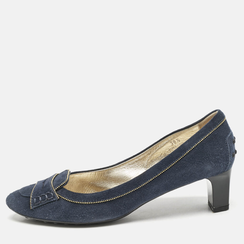 Tod's Navy Blue Suede Block Heel Pumps Size 38.5 Tod's Navy Blue Suede Block Heel Pumps Size 38.5