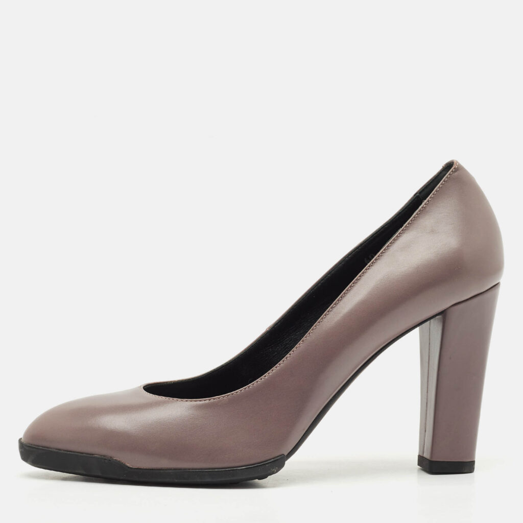 Tod's Dark Lilac Leather Block Heel Pumps Size 40 Tod's Dark Lilac Leather Block Heel Pumps Size 40