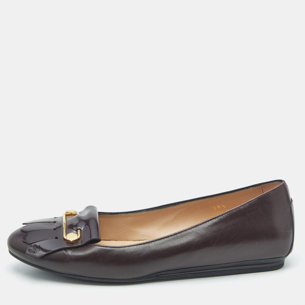 Tod's Burgundy Leather Fringe Ballet Flats Size 38.5 Tod's Burgundy Leather Fringe Ballet Flats Size 38.5