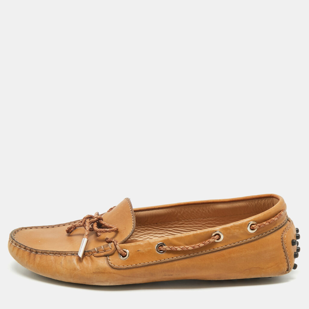 Tod's Brown Leather Gommino Bow Slip On Loafers Size 40 Tod's Brown Leather Gommino Bow Slip On Loafers Size 40