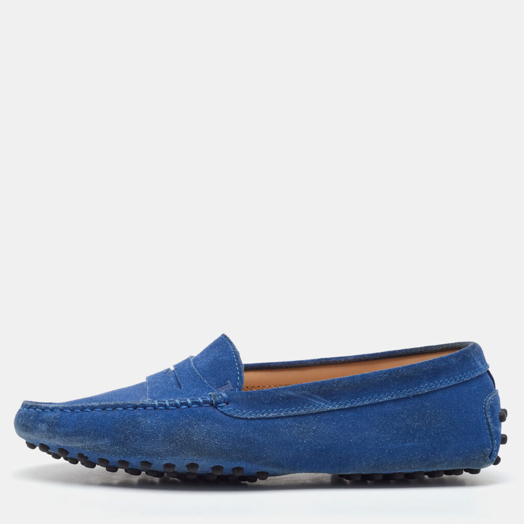 Tod's Blue Suede Slip On Loafers Size 37.5 Tod's Blue Suede Slip On Loafers Size 37.5