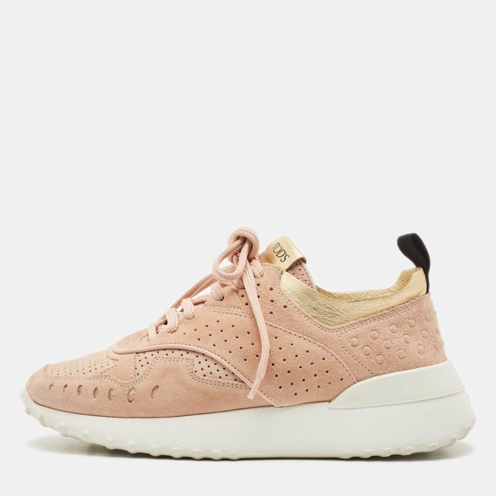 Tod's Pink Leather and Suede Sportivo Lace Up Sneakers Size 36 Tod's Pink Leather and Suede Sportivo Lace Up Sneakers Size 36